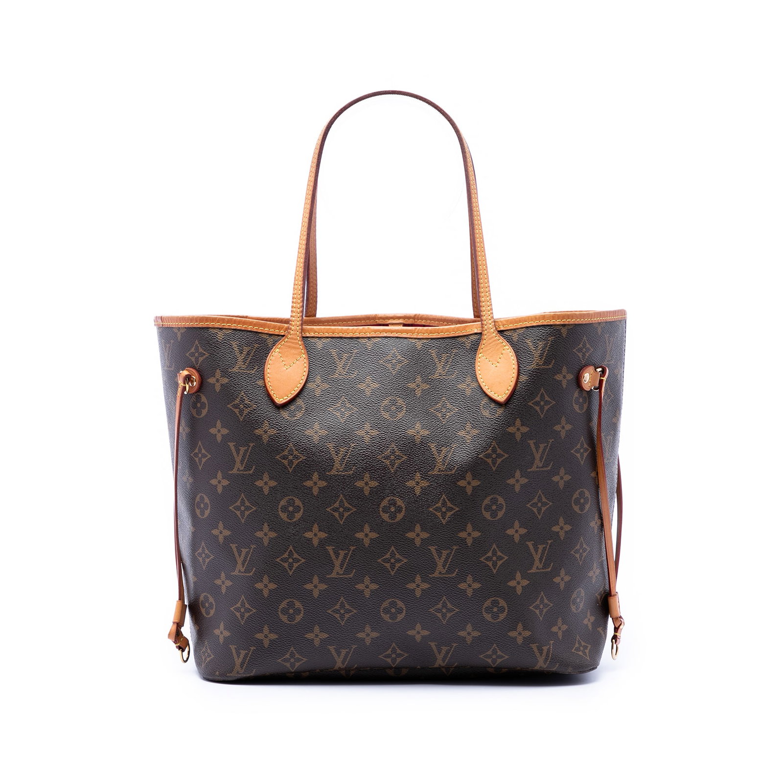 Louis Vuitton Neverfull MM Monogram Canvas Tote Bag: Louis Vuitton Neverfull MM Monogram Canvas Tote Bag Louis Vuitton Monogram Neverfull MM tote bag in brown monogram canvas with vachetta leather trim and flat vachetta leather handles. The bag features