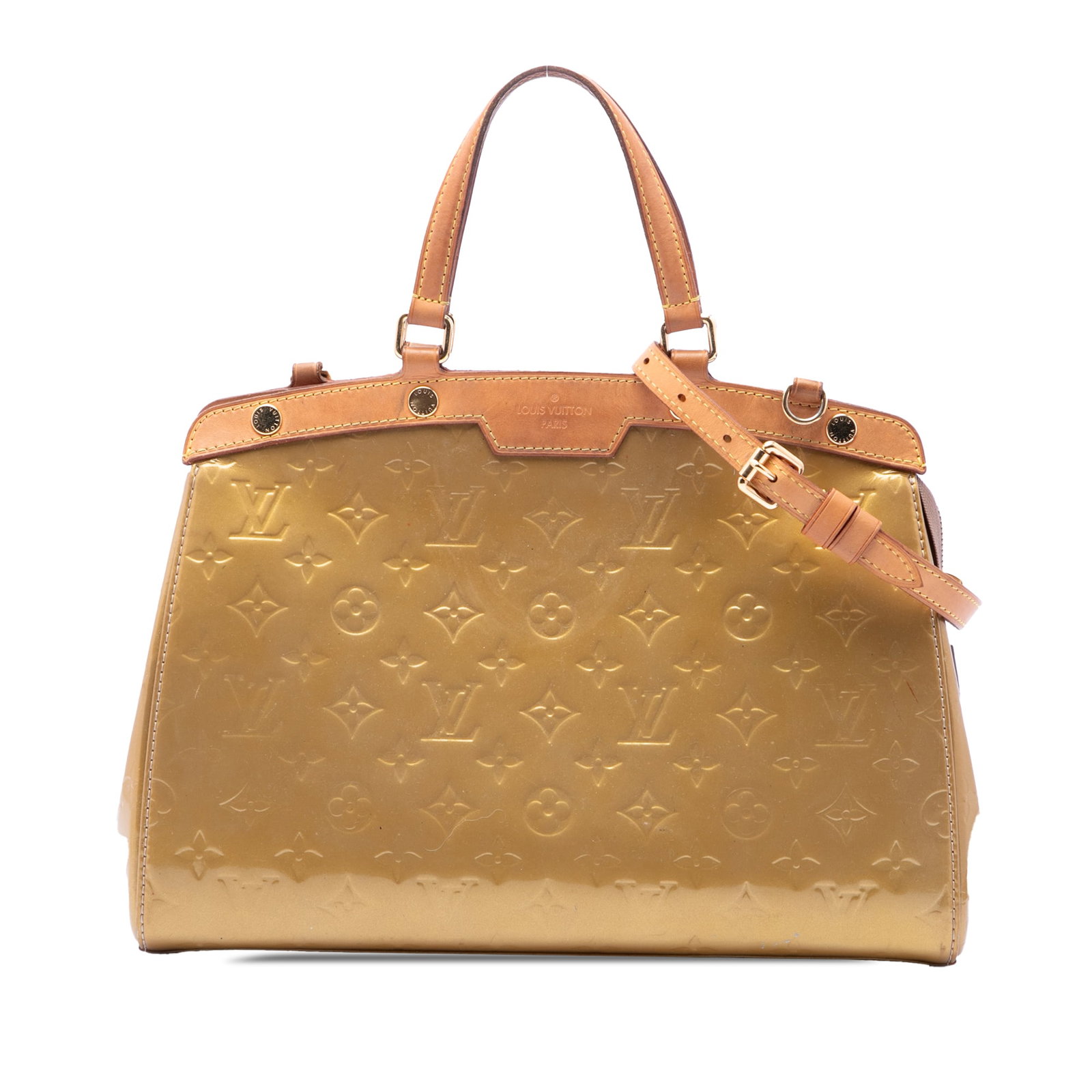 Louis Vuitton Brea MM Monogram Vernis Leather Handbag: Louis Vuitton Brea MM Monogram Vernis Leather Handbag Louis Vuitton Monogram Vernis Brea MM handbag crafted in monogram vernis leather with flat vachetta leather handles and a detachable vachetta leat