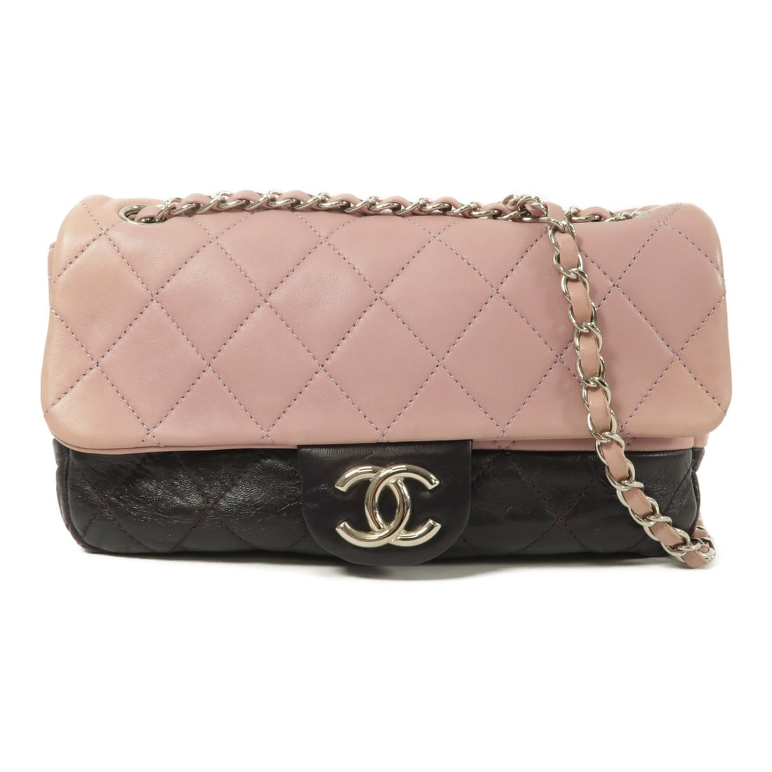 CHANEL Pink Purple Lambskin Shoulder Bag CC Shw: CHANEL Pink Purple Lambskin Shoulder Bag CC Shw This Chanel CC shoulder bag features a pink lambskin leather exterior with a silver-tone chain and classic CC logo detailing. Designed for women, the ba