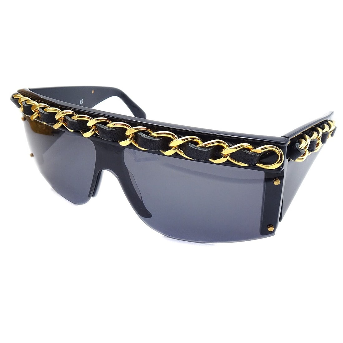 CHANEL 01455 94305 square sunglasses black chain detail (1 of 5)