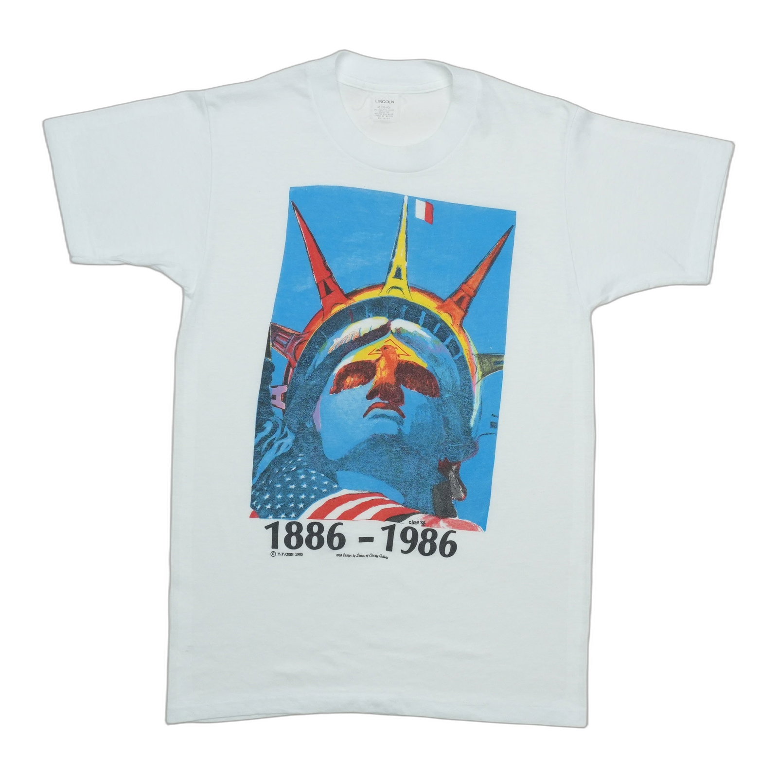 Vintage 1988 White PolyCotton Statue of Liberty Shirt XL (1 of 4)