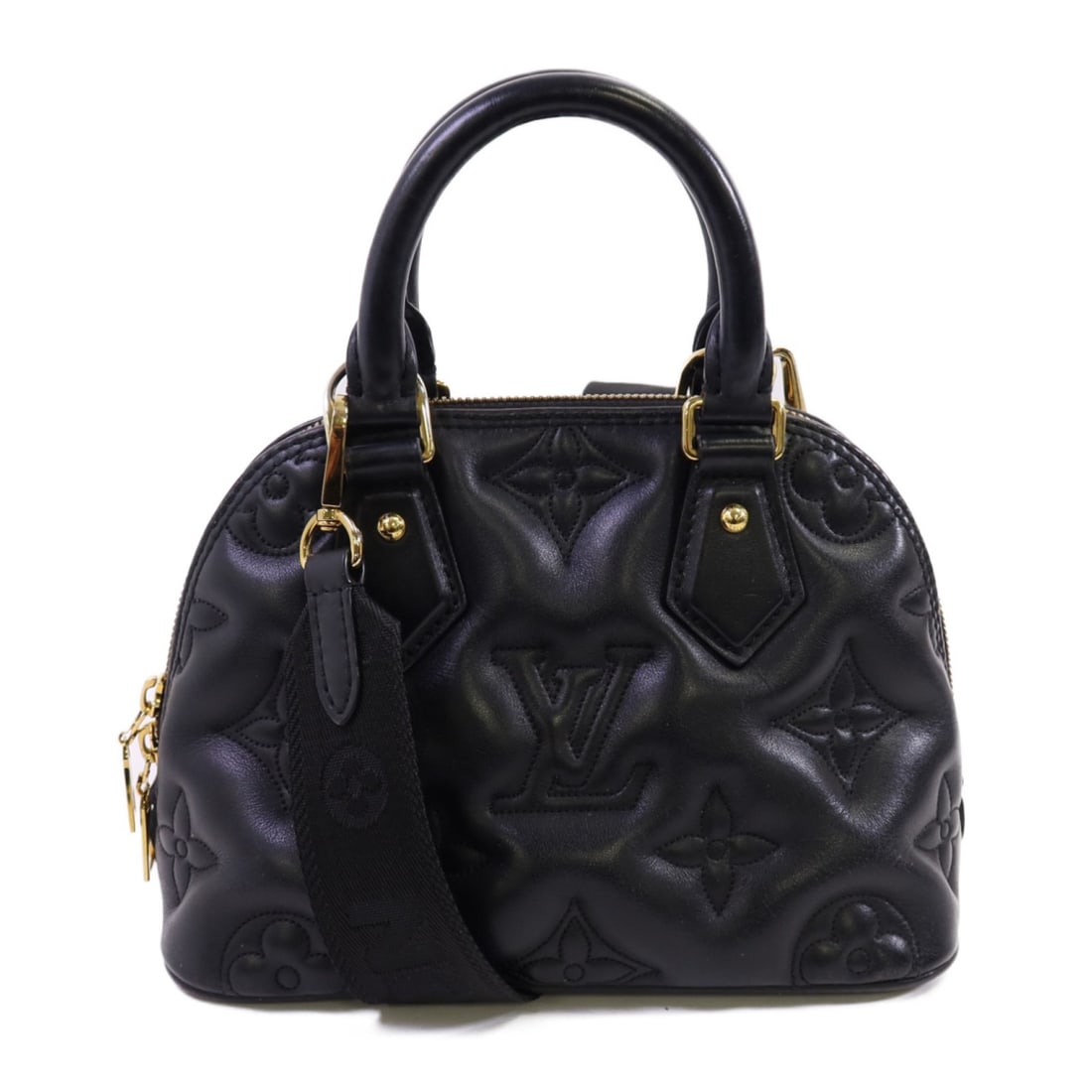 Louis Vuitton Alma BB Bubblegram Black Calfskin 2way Shoulder Bag M59793: Louis Vuitton Alma BB Bubblegram Black Calfskin 2way Shoulder Bag M59793 This Louis Vuitton Alma BB is a stylish 2-way shoulder bag crafted from black calfskin leather in the Bubblegram design. The ba