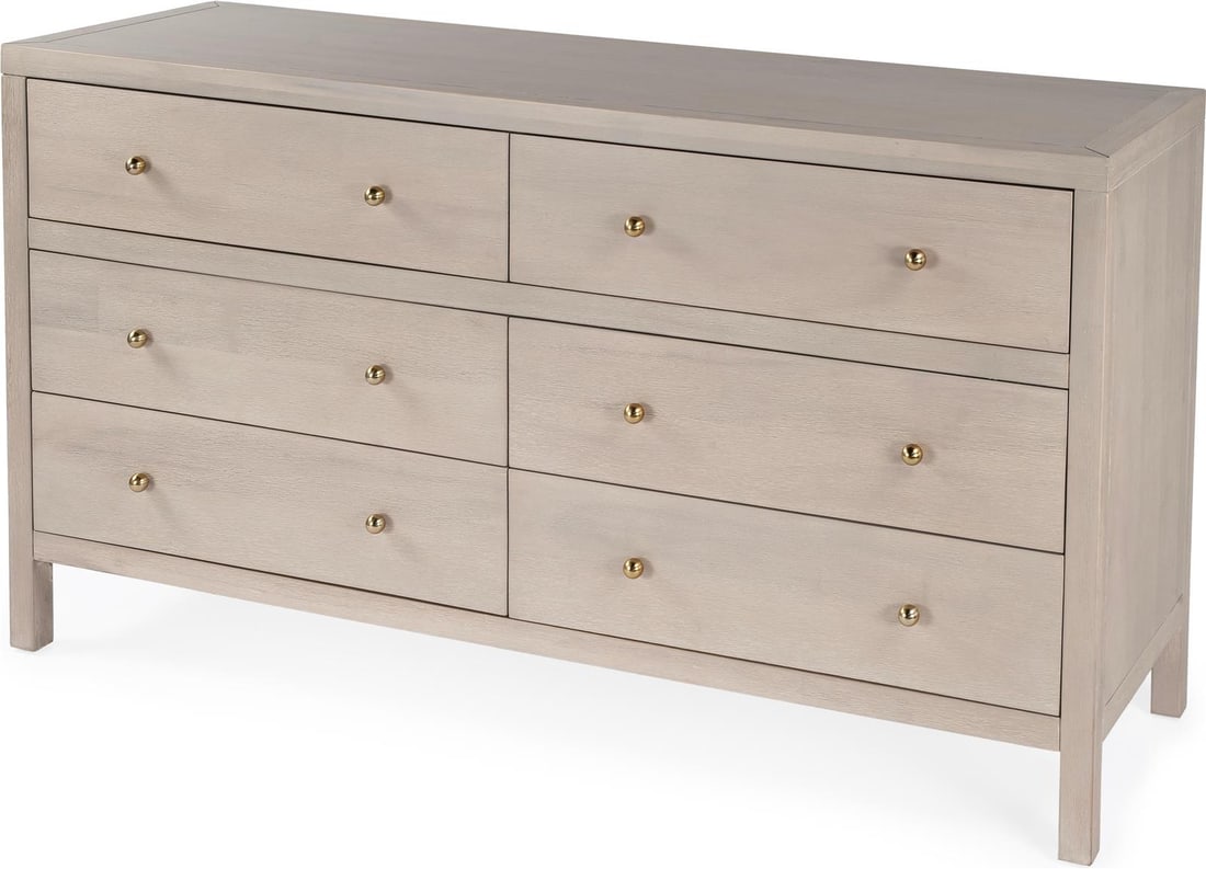 Nora Collection Taupe Brown Dresser by Butler 60 Inch: Nora Collection Taupe Brown Dresser by Butler 60 Inch This un-used dresser features a formal antique-inspired design with an antique taupe brown finish. Crafted from acacia, acacia veneer, MDF, and pi