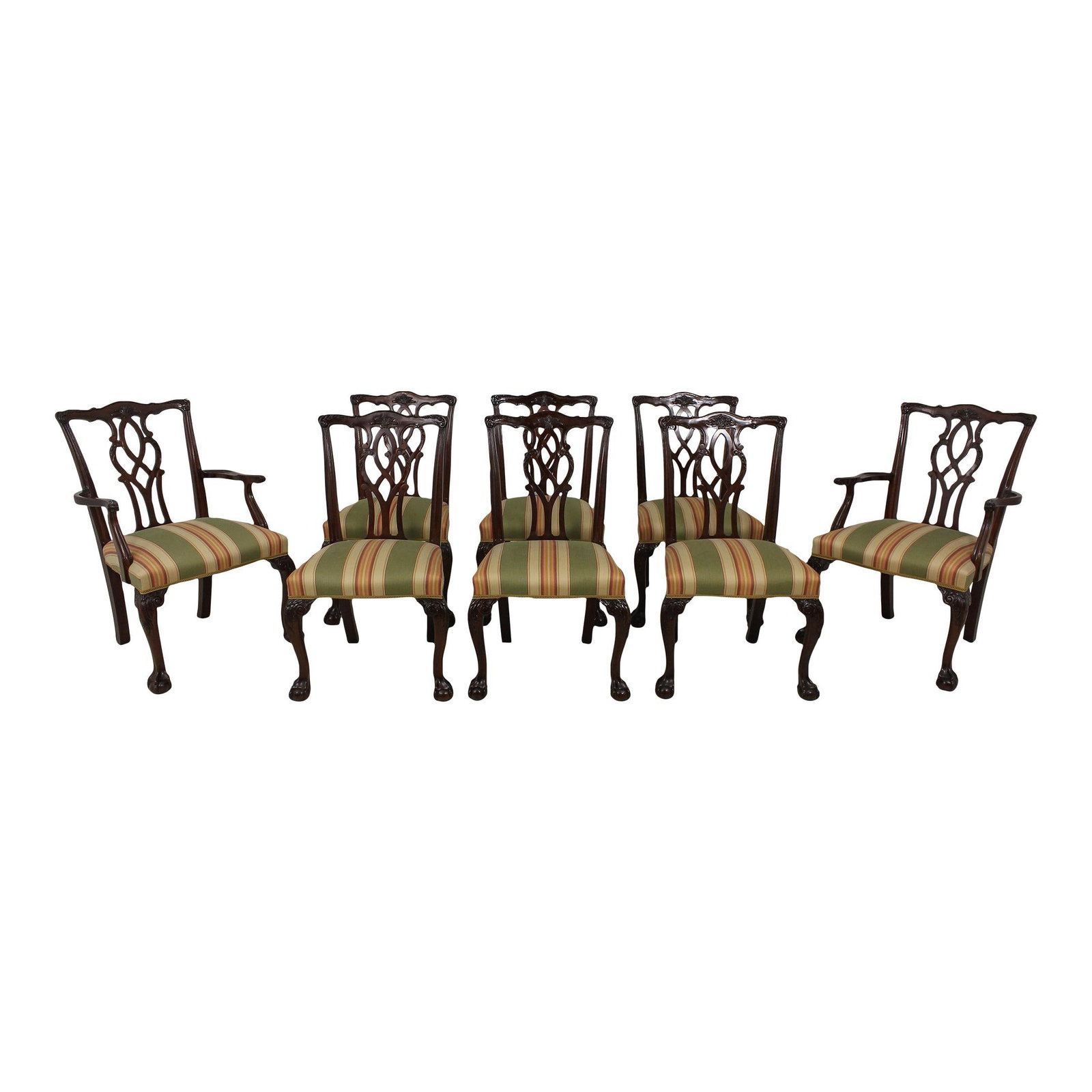 Set of 8 Kindel Chippendale Mahogany Dining Chairs with Ball & Claw Feet (1 of 10)