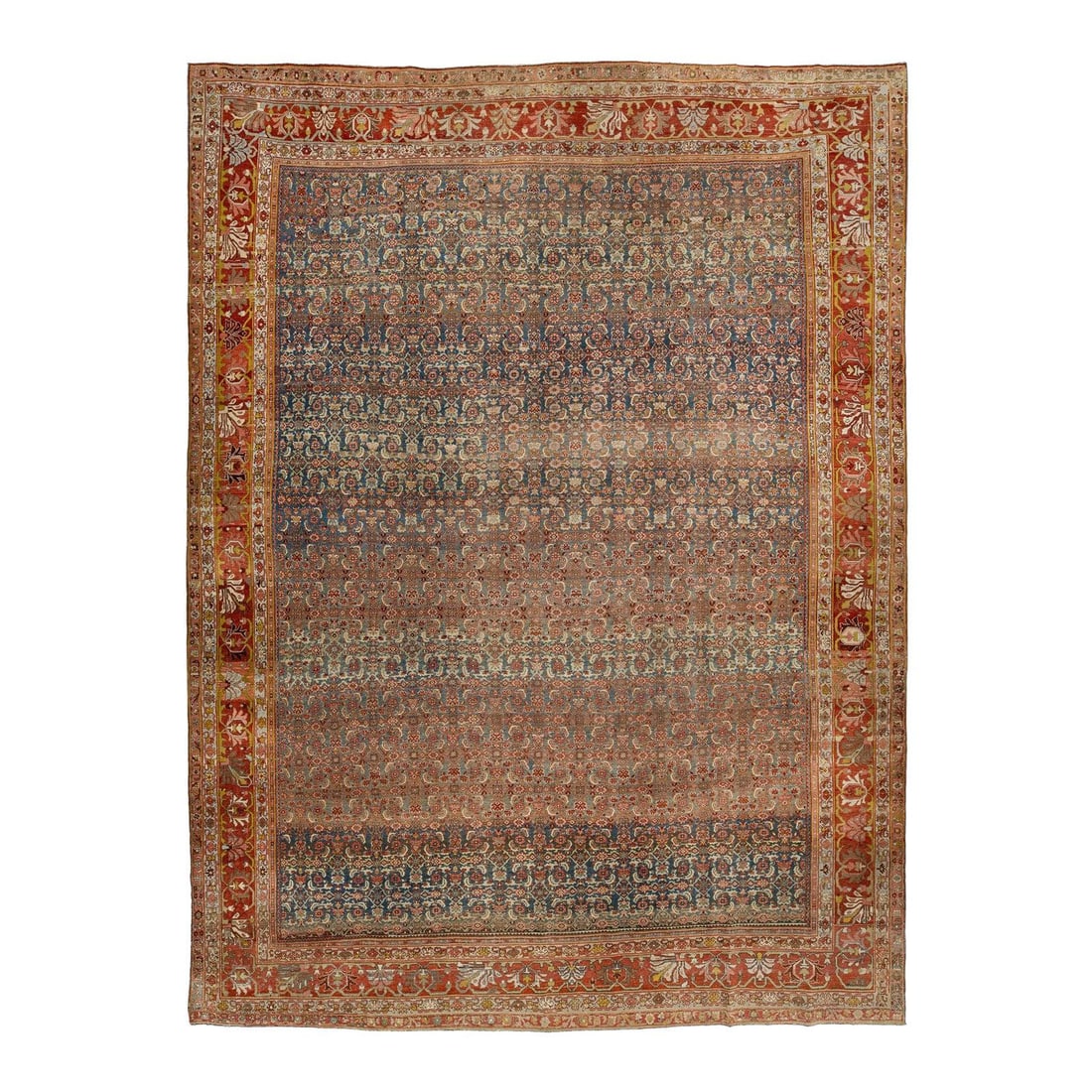 Handmade Antique Bidjar Persian Wool Rug Blue Geometric Design 9'2 x 12'3: Handmade Antique Bidjar Persian Wool Rug Blue Geometric Design 9'2 x 12'3 Discover this stunning Antique Bidjar Persian Wool Rug, handmade in the early 1900s. Renowned for its durability, this excepti