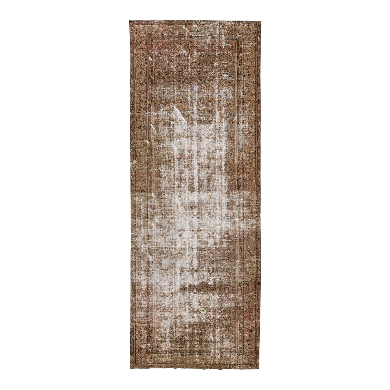 Antique Hamadan Handmade Wool Rug 6' x 16'5" Floral Design: Antique Hamadan Handmade Wool Rug 6' x 16'5" Floral Design This stunning antique Hamadan rug showcases exquisite hand-knotting in luxurious wool, featuring a soft beige field adorned with a beautiful 