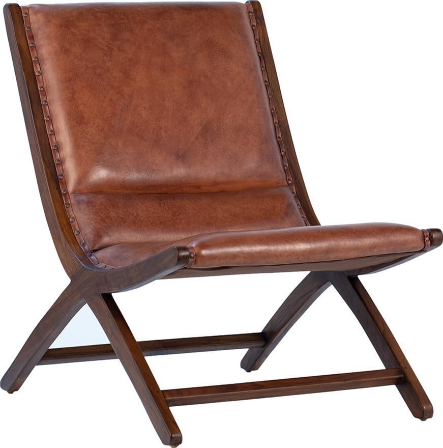 Gibbs Collection English Traditional Occasional Chair Full Grain Leather Teak Frame (1 of 4)