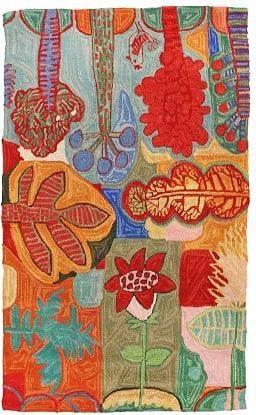 Vibrant 3x5 Abstract Floral Wool Rug (1 of 2)