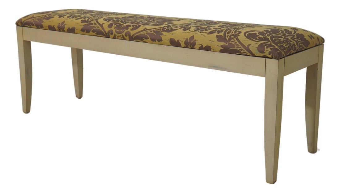 Modern Painted Wood Window Bench with Upholstered Floral Seat by Henkel Harris (1 of 10)