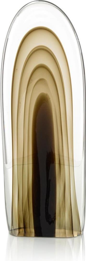 Handblown Rippled Brown Glass Sculpture by John-Richard 19.75 Inches Tall: Handblown Rippled Brown Glass Sculpture by John-Richard 19.75 Inches Tall This elegant sculpture features handblown glass with a rippled brown finish, showcasing expert craftsmanship and a modern aest