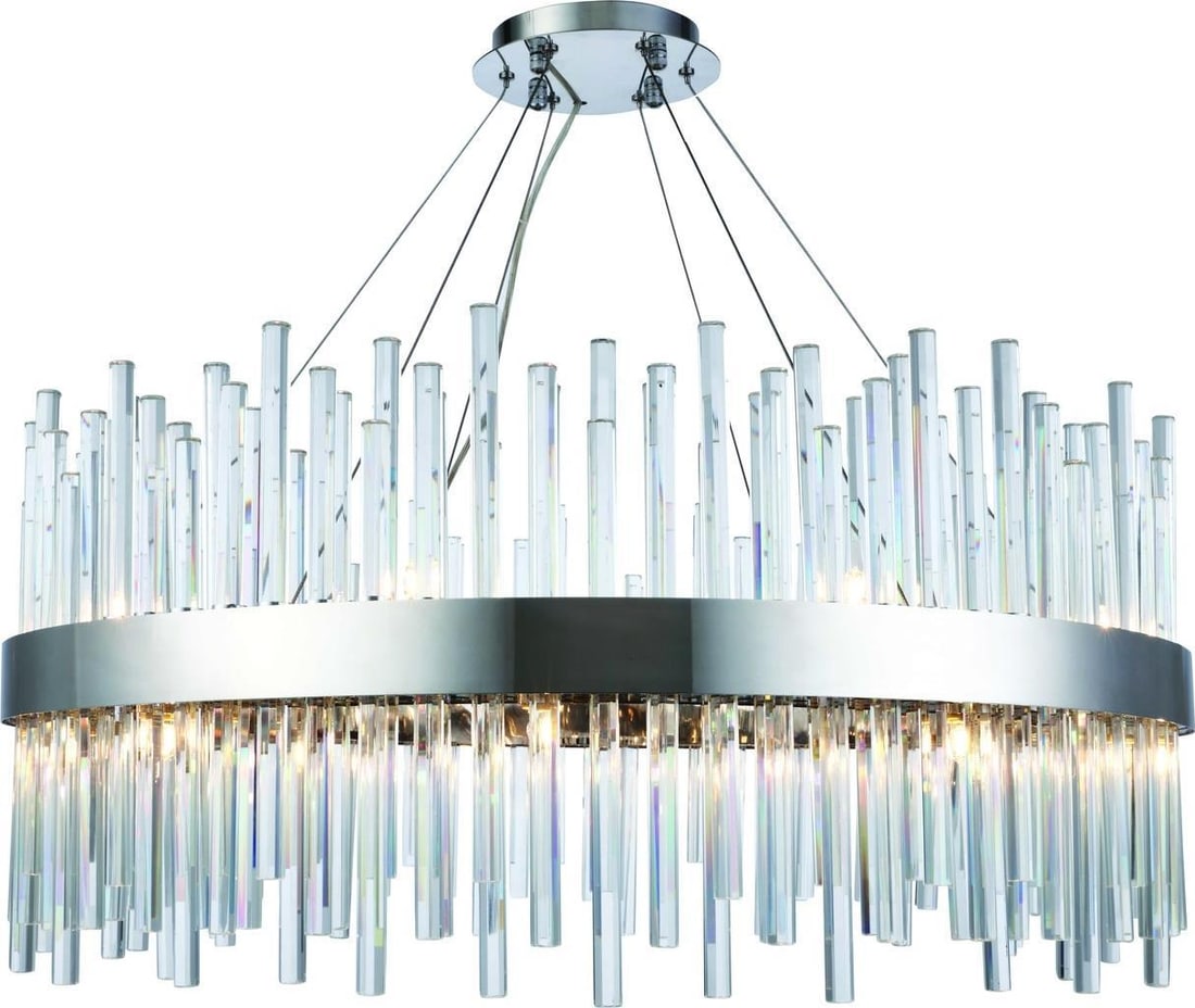 Elegant Lighting Modern Chrome Ceiling Lamp 18-Light with Crystal Accents: Elegant Lighting Modern Chrome Ceiling Lamp 18-Light with Crystal Accents Illuminate your space with this stunning Modern Chrome Ceiling Light featuring exquisite crystal accents. This eye-catching ha
