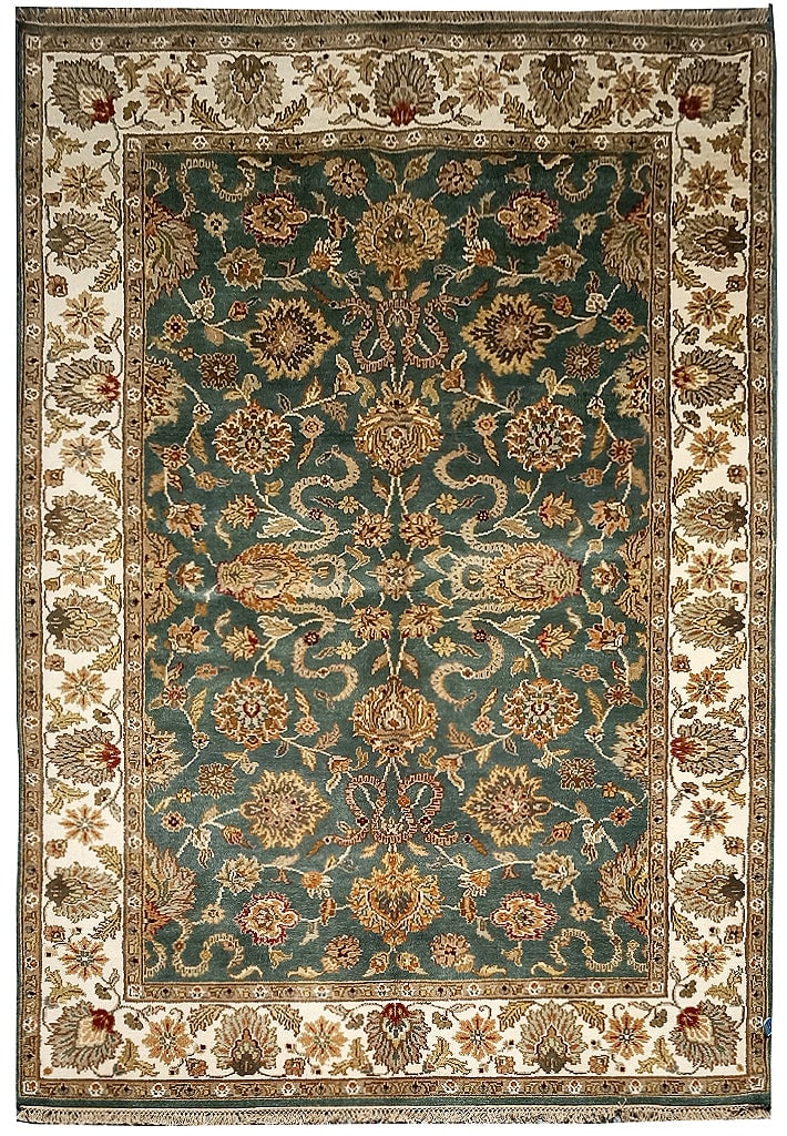 Vibrant 5.5 x 8.8 Handmade Jaipur Rug with Bold Patterns: Vibrant 5.5 x 8.8 Handmade Jaipur Rug with Bold Patterns Free continental US Shipping Enhance your home decor with the vibrant 5.5 x 8.8 Happy Color Traditional Jaipur Rug. This exquisite handmade rug