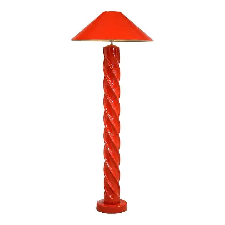 Red Ceramic Spiral Floor Lamp in Michael Taylor Style (1 of 9)