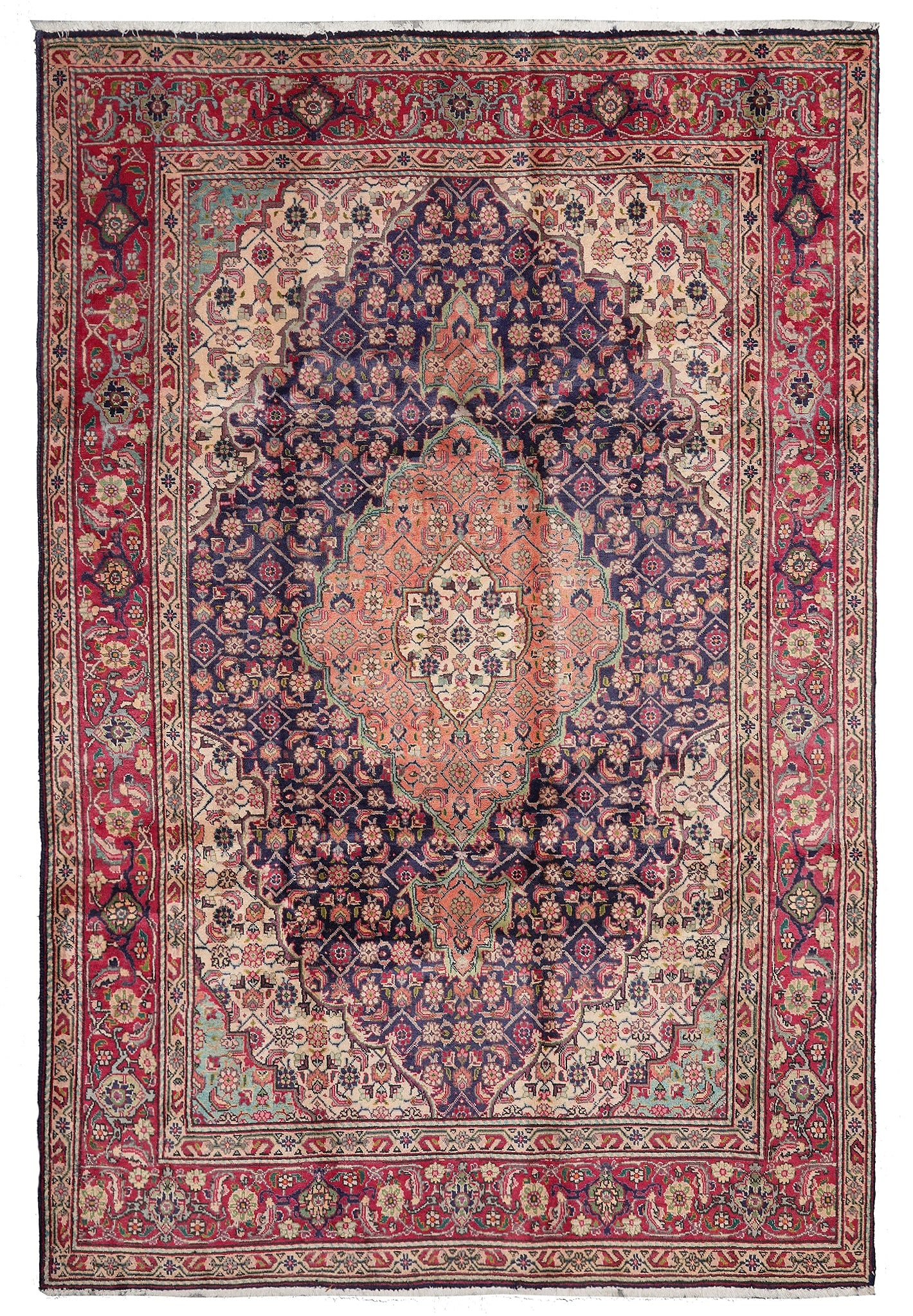 7 x 9.8 Persian Tabriz Mahi Wool Estate Rug 1980s (1 of 16)