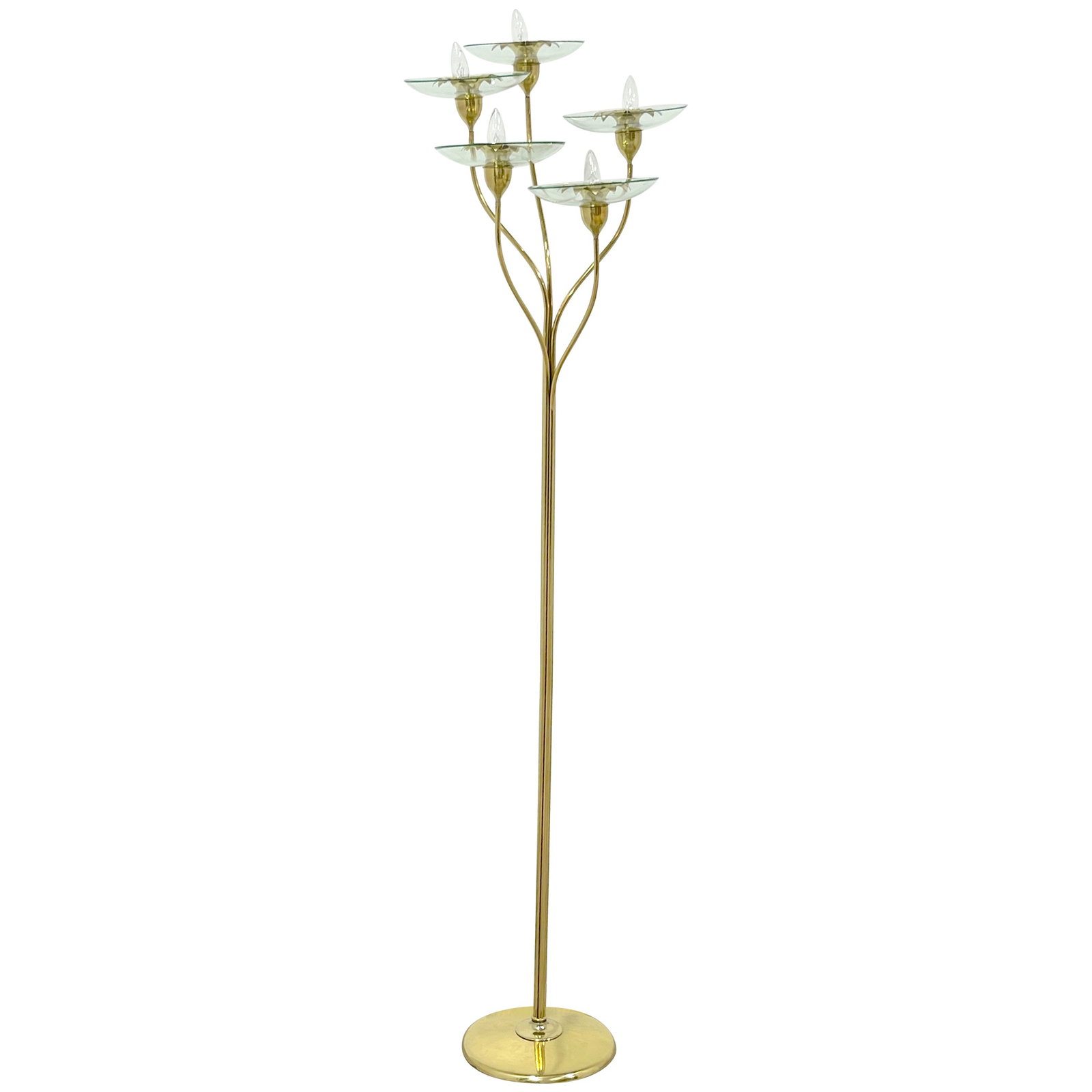 Pietro Chiesa Fontana Arte Brass Murano Glass Torchiere Lamp 20th Century (1 of 10)