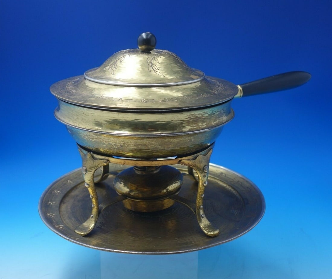 Tiffany & Co Mixed Metals Sterling Silver Chafing Dish with Underplate (1 of 12)