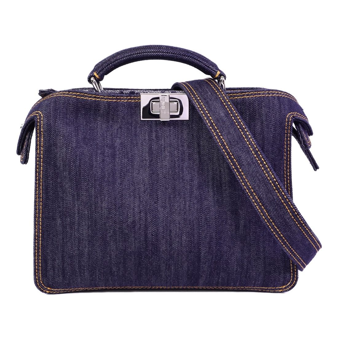 FENDI Peekaboo ISeeU Small Denim Blue 2 Way Shoulder Bag: FENDI Peekaboo ISeeU Small Denim Blue 2 Way Shoulder Bag This Fendi Peekaboo ISeeU Small 2-Way Shoulder Bag features a stylish denim blue exterior and offers versatile carrying options. Crafted in Ita