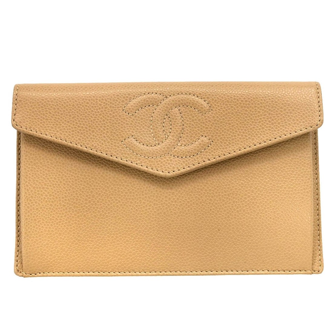 Chanel CC Beige Caviar Skin Folding Wallet: Chanel CC Beige Caviar Skin Folding Wallet Vintage Chanel wallet purse in beige caviar skin leather with a folding design and CC pattern. This piece is made in Italy and includes the serial sticker, b
