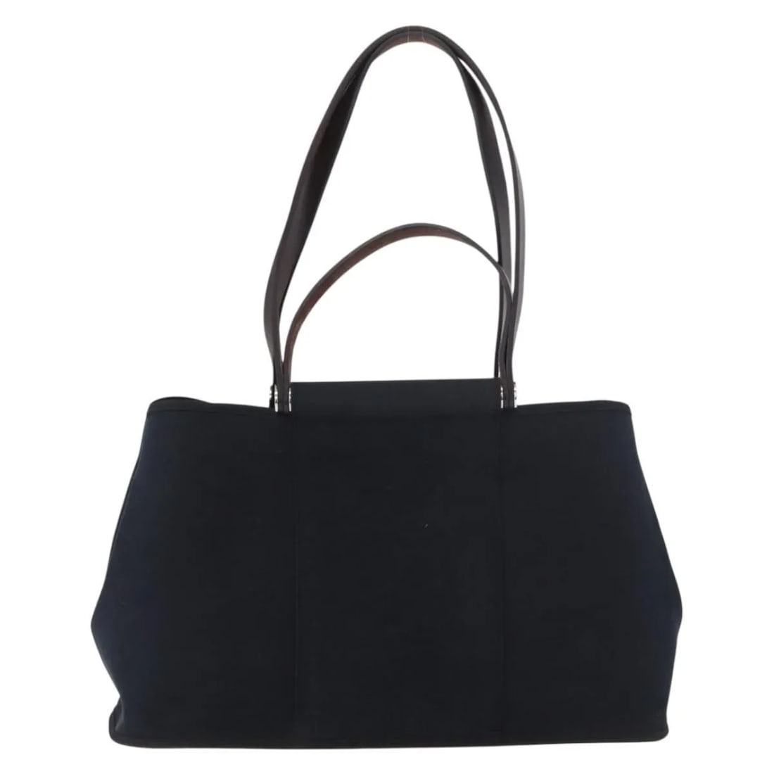 Hermes Cabag Elan black canvas shoulder bag: Hermes Cabag Elan black canvas shoulder bag Hermes Cabag Elan handbag in black canvas with leather trim. This piece is in good overall condition with visible signs of use, including slight rubbing and