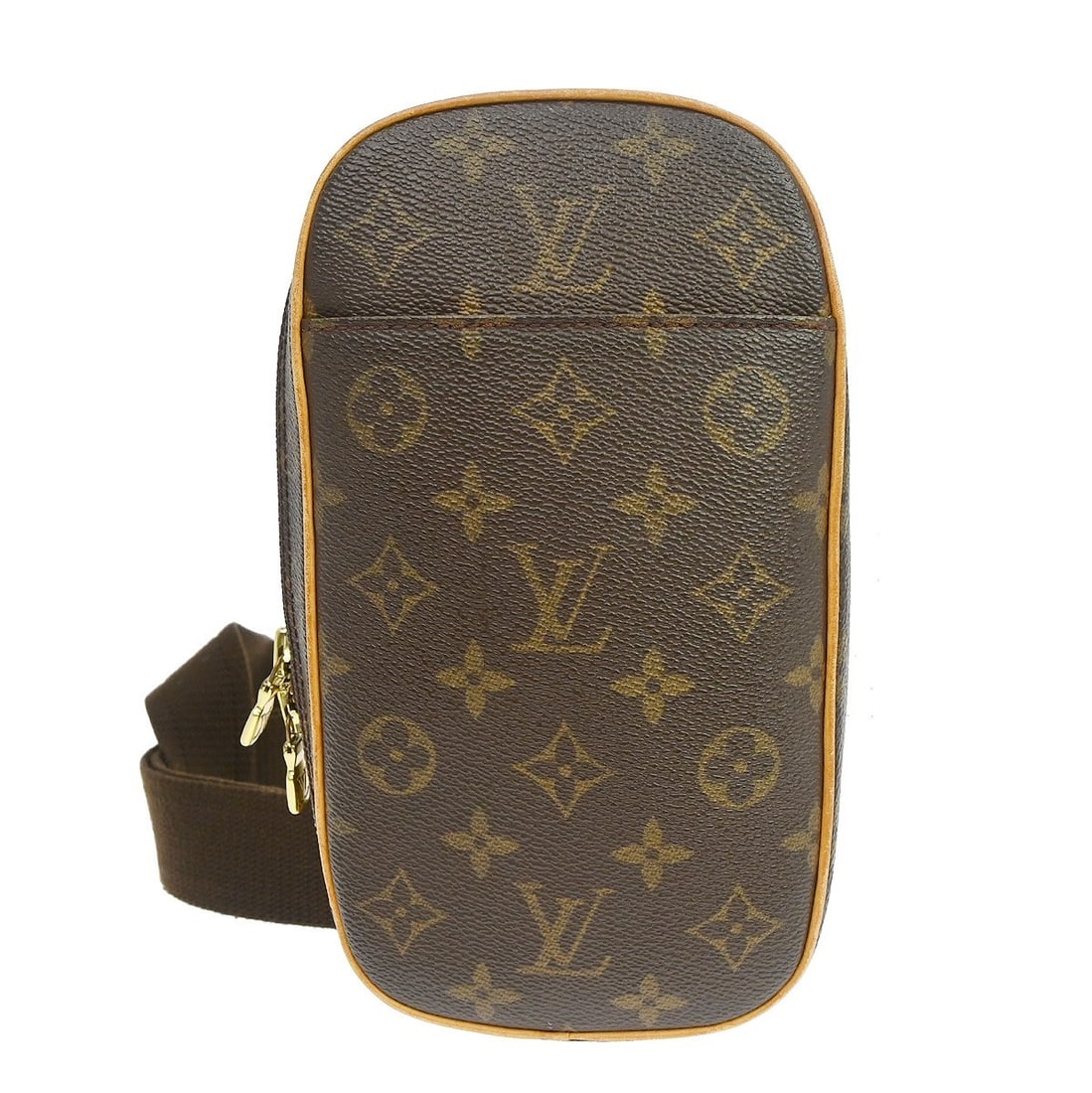 Louis Vuitton Pochette Gange Monogram Canvas Small Bum Bag M51870: Louis Vuitton Pochette Gange Monogram Canvas Small Bum Bag M51870 Vintage Louis Vuitton Pochette Gange bum bag in brown Monogram canvas with leather trim and a zip closure. This small unisex bag featu