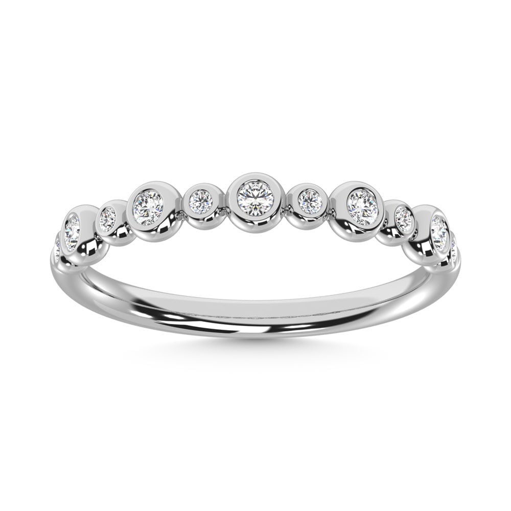 14K White Gold Diamond 1/5 Ct.Tw. Stackable Band: 14K White Gold Diamond 1/5 Ct.Tw. Stackable Band 14k White Gold Stone Color: G-h Stone Clarity: Si3 Each ring is presented in standard size 6.5. Complimentary resizing is available between sizes 510 (
