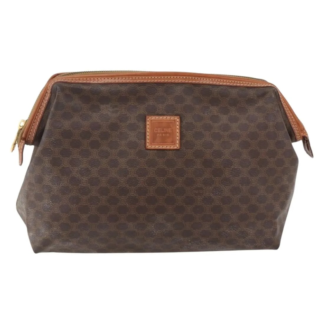 Celine Macadam Pochette Brown Canvas Handbag Made in Italy: Celine Macadam Pochette Brown Canvas Handbag Made in Italy Celine Macadam Pochette in brown canvas with leather trim. This vintage bag is in good condition with honest wear consistent with age and use