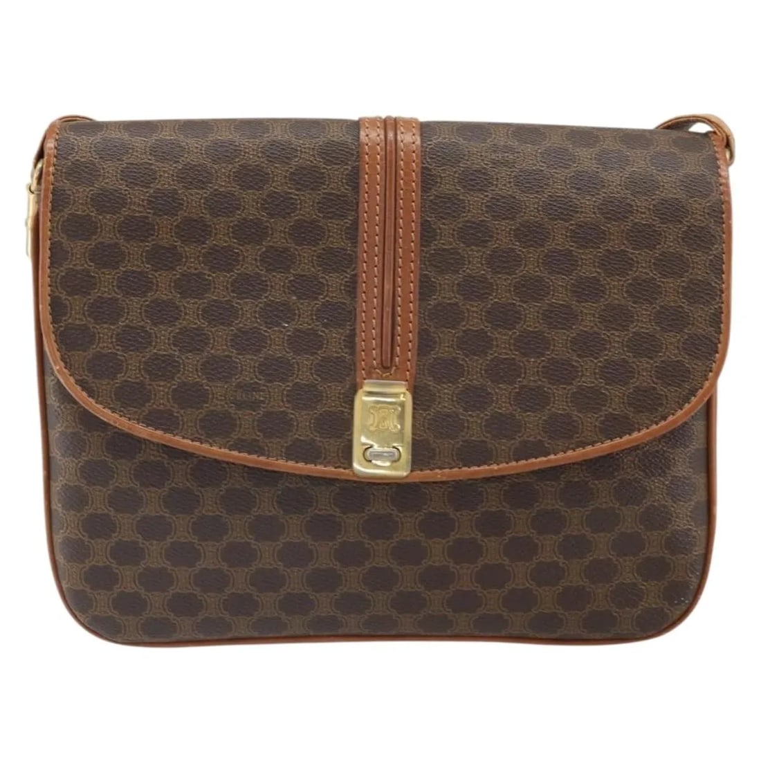Celine Vintage Macadam Shoulder Bag Brown Canvas Leather: Celine Vintage Macadam Shoulder Bag Brown Canvas Leather Vintage Celine Macadam item in brown canvas with honest vintage wear. The exterior shows light rubbing and is slightly out of shape, with light