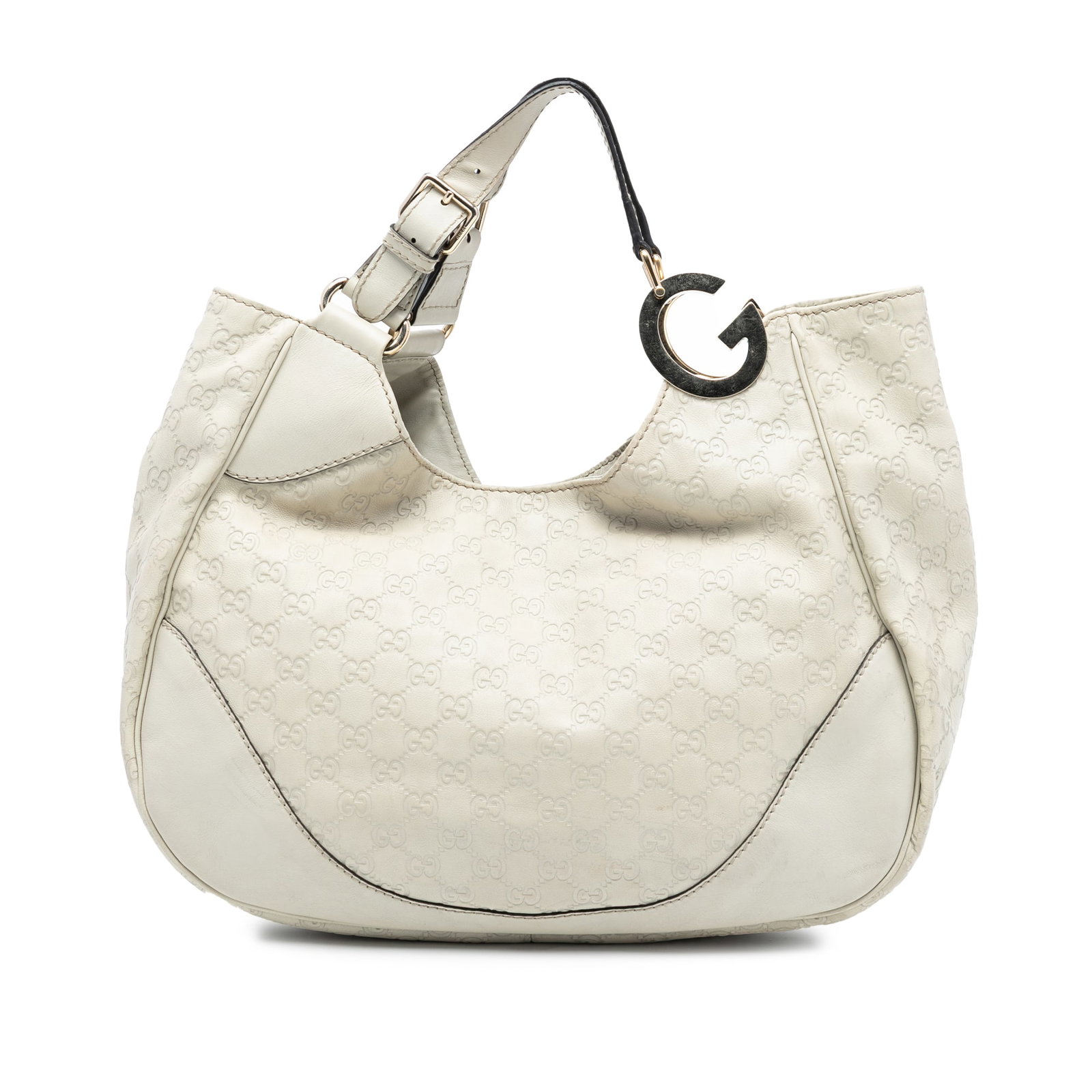 Gucci Guccissima Charlotte White Embossed Leather Tote Bag: Gucci Guccissima Charlotte White Embossed Leather Tote Bag The Guccissima Charlotte tote features an embossed leather exterior in white, complemented by a flat leather strap and an open top with a mag