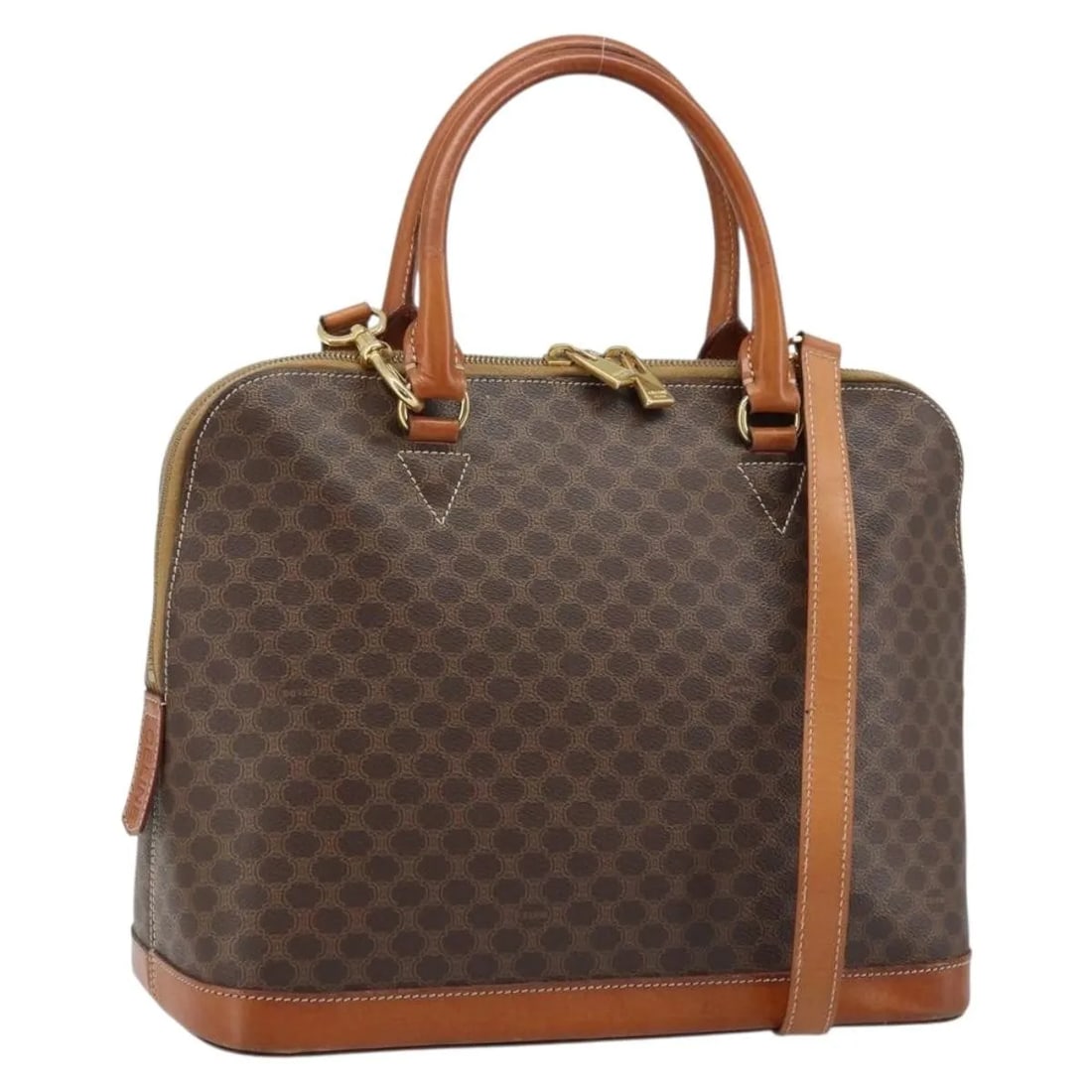 Celine Vintage Macadam Brown Canvas Leather Handbag: Celine Vintage Macadam Brown Canvas Leather Handbag This Celine Vintage Macadam Handbag features the iconic brown canvas with leather accents. Designed for women, the bag showcases classic Italian cra