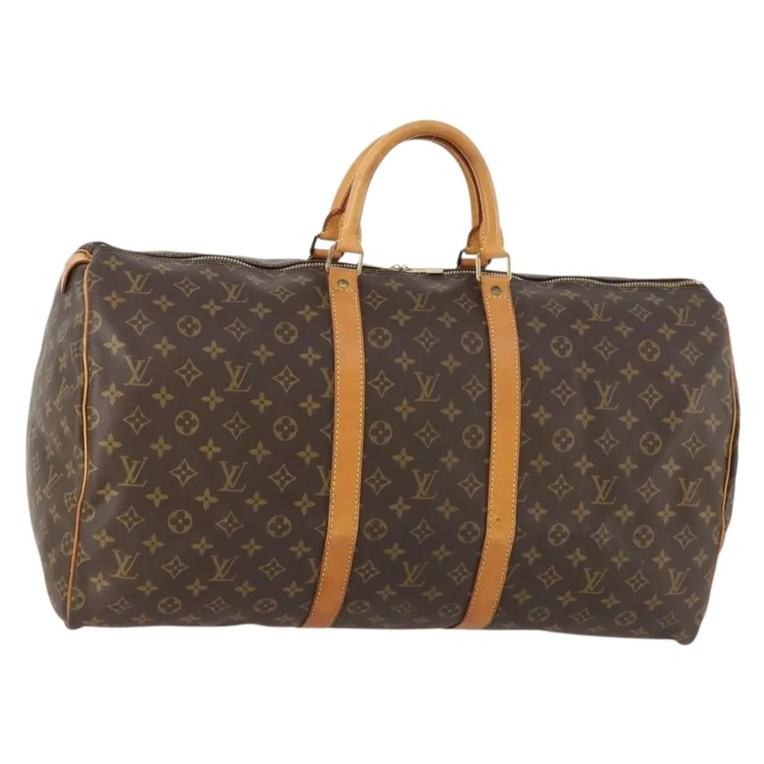 Monogram Canvas Keepall Travel Bag by Louis Vuitton Unisex 55cm: Monogram Canvas Keepall Travel Bag by Louis Vuitton Unisex 55cm This Louis Vuitton Keepall Bag features the classic Monogram Canvas design in brown, suitable for both men and women. Made in France, th