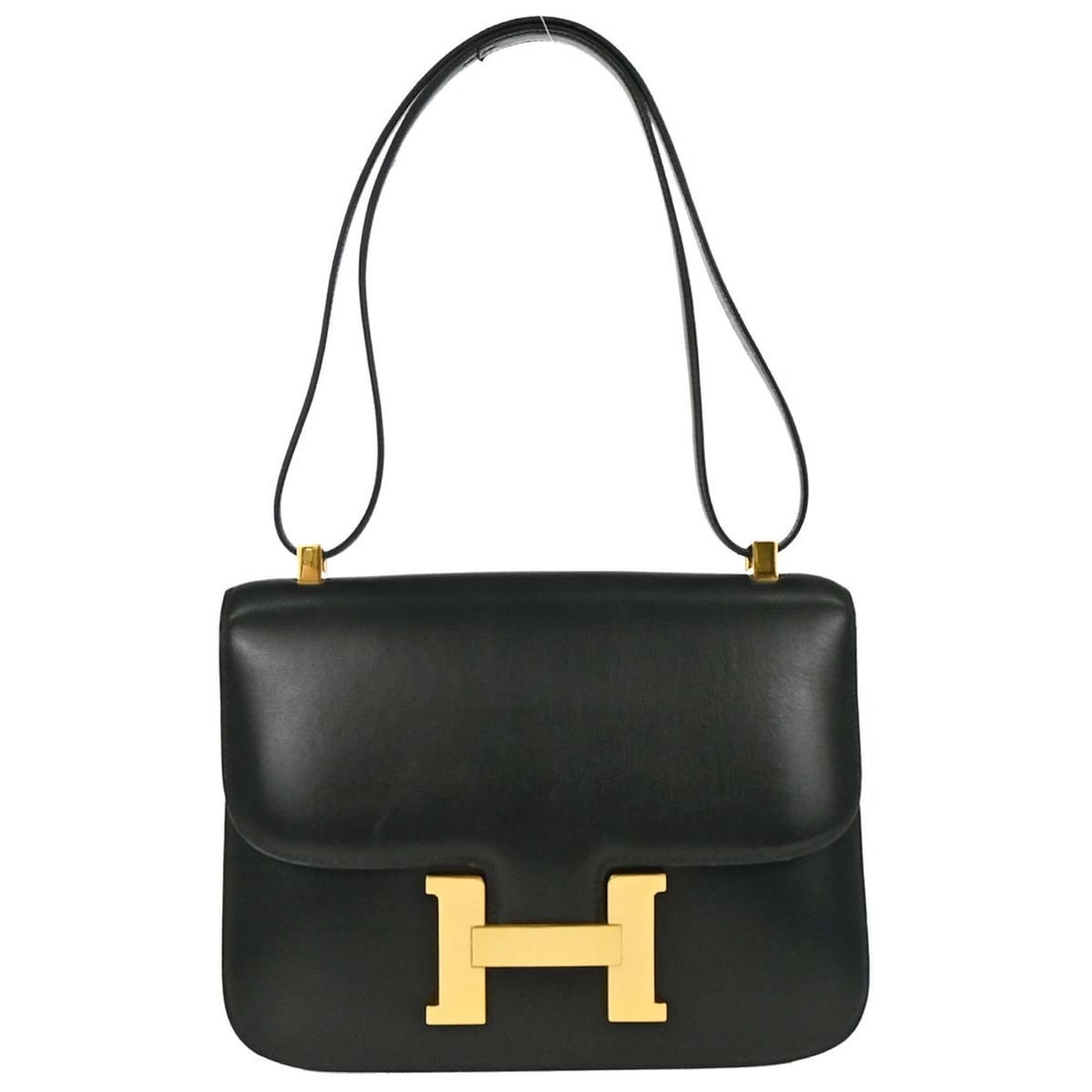 Hermes Constance 23 Black Box Calf Leather Shoulder Bag: Hermes Constance 23 Black Box Calf Leather Shoulder Bag Hermes Constance 23 shoulder bag in black Box Calf leather. This women's bag features a shoulder strap and includes one exterior pocket, one int
