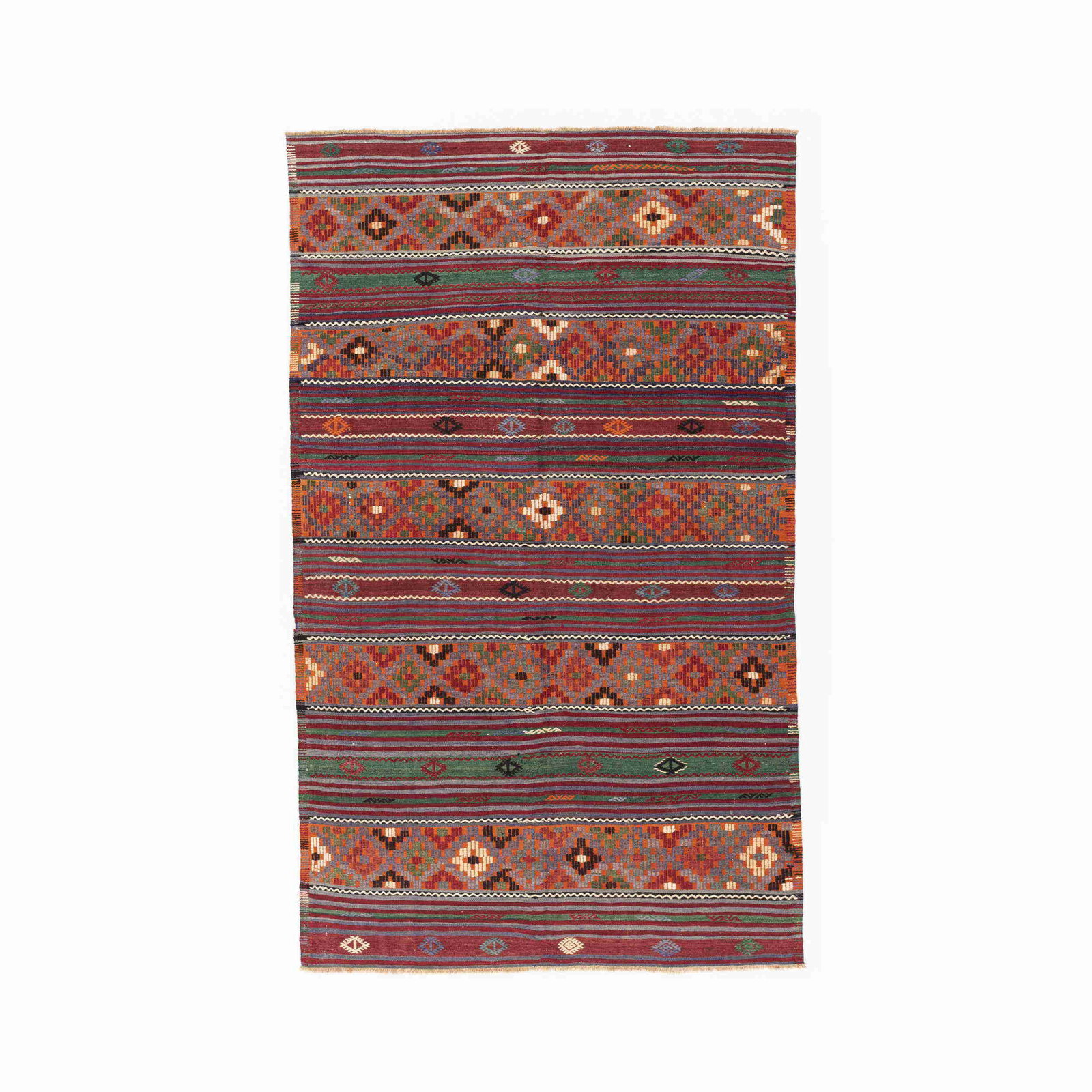 Authentic Handmade Anadol Wool Kilim 66.9 x 97.6 Inches: Authentic Handmade Anadol Wool Kilim 66.9 x 97.6 Inches Discover the beauty of this Authentic Handmade Anadol Wool On Wool Kilim. Crafted with care, this flat-woven piece showcases exquisite craftsman