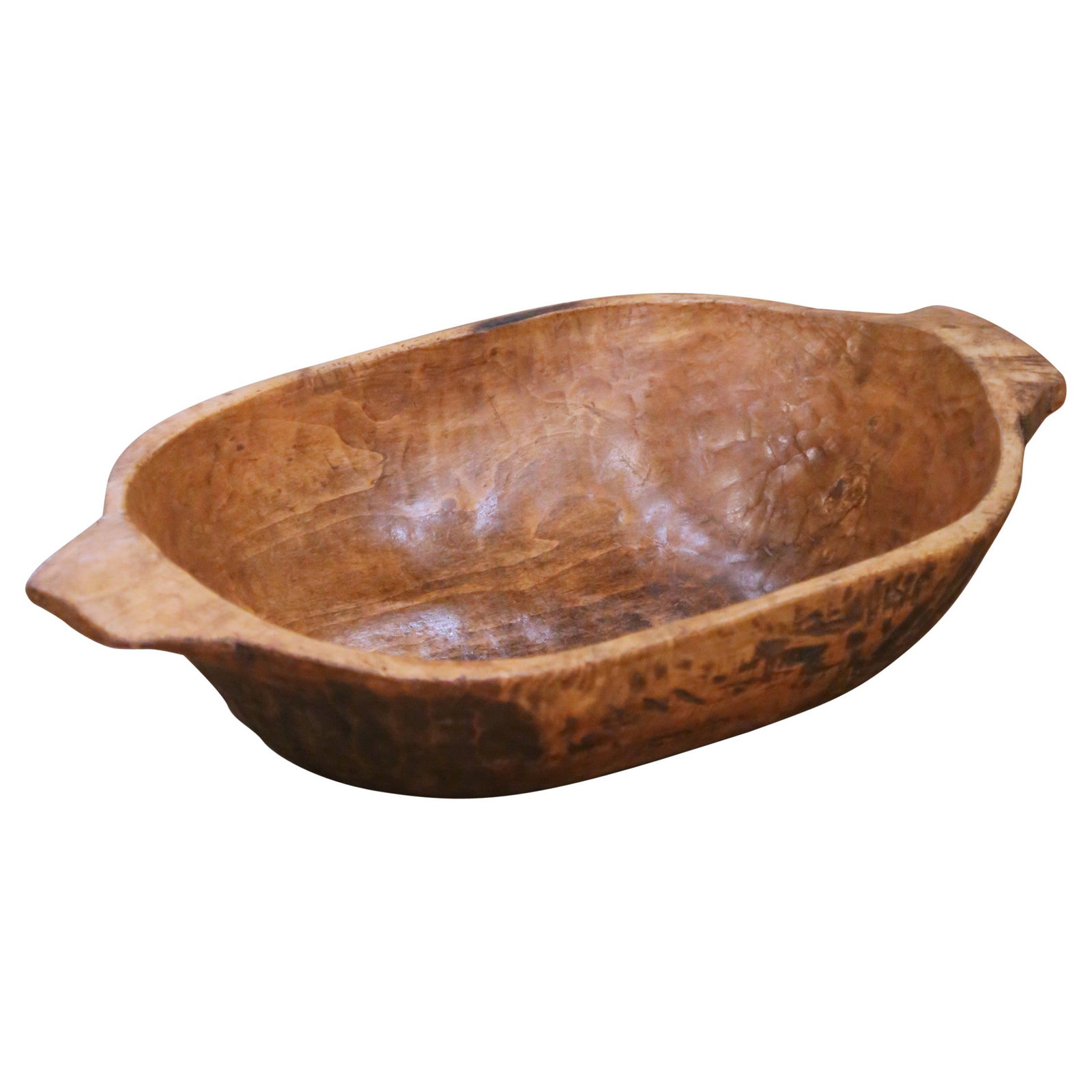 French elm dough bowl hand carved with handles (1 of 7)