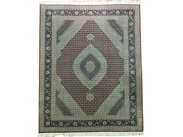 8.9 x 11.9 Deep Pamagr Red Handmade Wool Silk Tabriz Rug: 8.9 x 11.9 Deep Pamagr Red Handmade Wool Silk Tabriz Rug Free continental US Shipping Transform your living space with the exquisite 8.9 x 11.9 Deep Pamagr Red Wool and Silk Rug. This stunning area ru