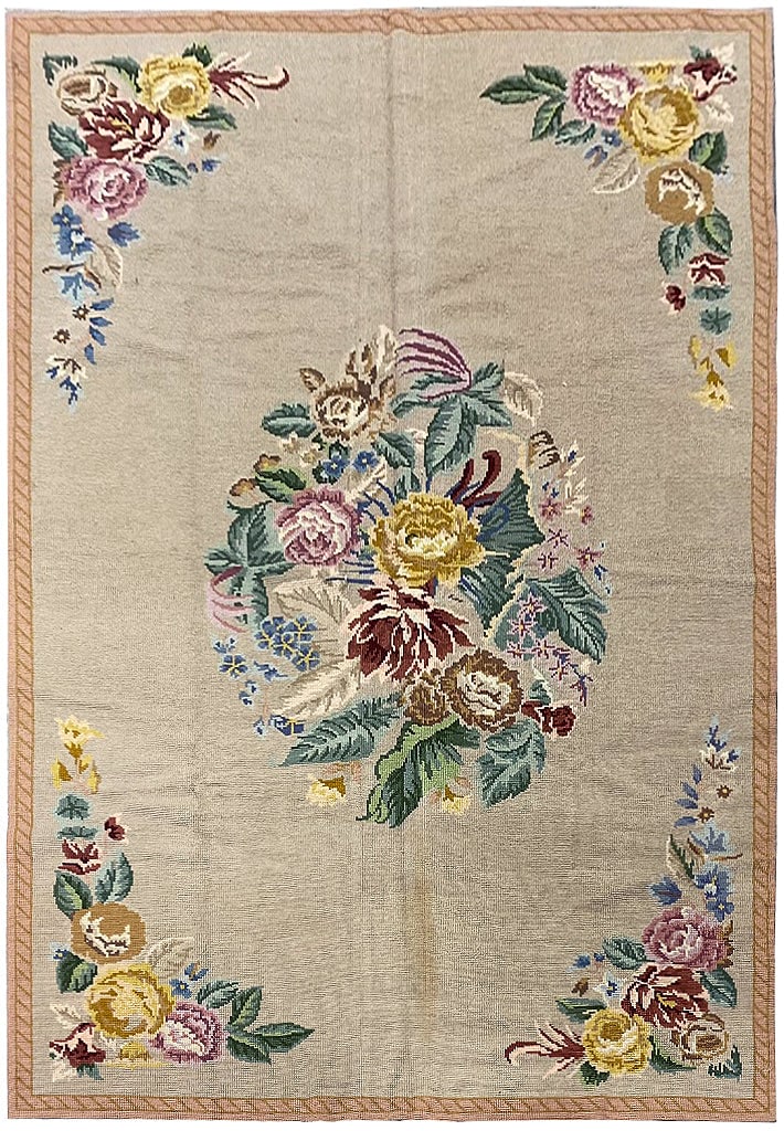 Handmade Needlepoint Rug 5.8 x 9.1 Feet Premium Quality: Handmade Needlepoint Rug 5.8 x 9.1 Feet Premium Quality Free continental US Shipping This exquisite handmade needlepoint rug measures 5.8 x 9.1 feet, showcasing detailed craftsmanship and artistry. Pe