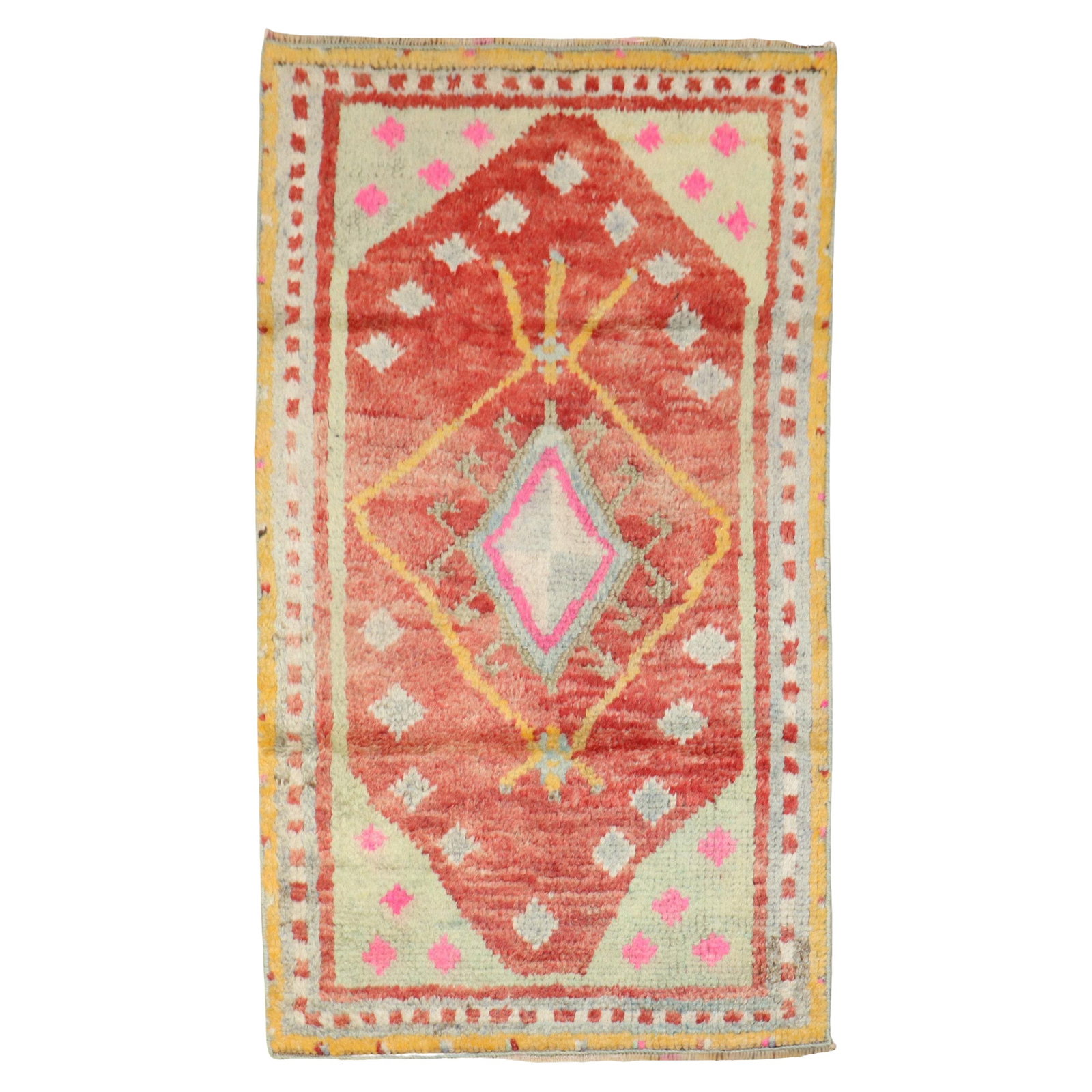 Bohemian Turkish Tulu Hand-Knotted Rug 30 x 49 in circa 1940: Bohemian Turkish Tulu Hand-Knotted Rug 30 x 49 in circa 1940 This exquisite Turkish Tulu scatter-size rug showcases a captivating Bohemian style, intricately hand-knotted from a blend of Angora and wo