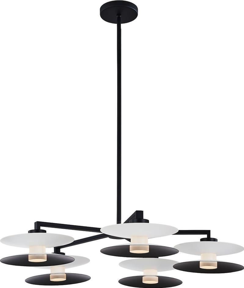 Kalco Fresno 5-Light LED Chandelier in Matte Black Japandi Style: Kalco Fresno 5-Light LED Chandelier in Matte Black Japandi Style Introducing the Fresno 5-Light LED Chandelier, a perfect embodiment of elegant minimalism in lighting design. This stunning chandelier 