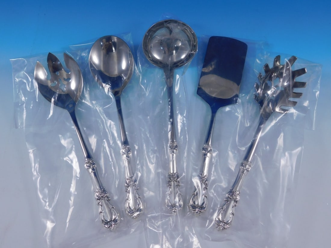 Reed and Barton Burgundy Sterling Silver 5-Piece Hostess Serving Set: Reed and Barton Burgundy Sterling Silver 5-Piece Hostess Serving Set Enhance your dining experience with this exquisite 5-piece Hostess Serving Set from the renowned Reed & Barton, featuring the elega