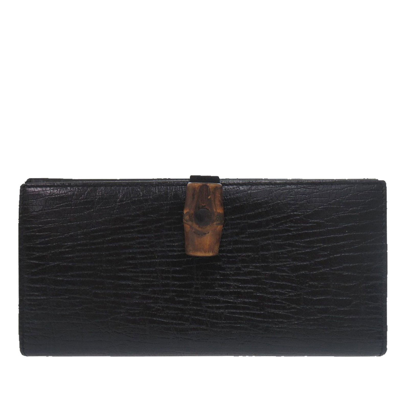 Gucci Bamboo Flap Long Wallet in Black Textured Leather (1 of 16)
