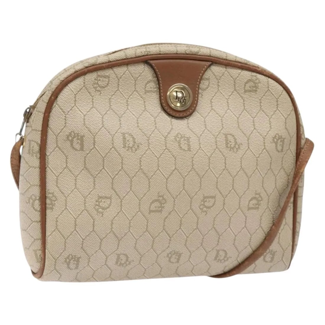 Christian Dior Vintage Honeycomb Beige Canvas Shoulder Bag: Christian Dior Vintage Honeycomb Beige Canvas Shoulder Bag This Christian Dior vintage Honeycomb shoulder bag is crafted from beige canvas and designed for women. It features a classic silhouette with