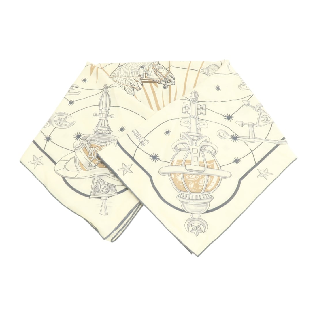 Hermes Cashmere Silk 140x140cm Women Scarf White Beige Blue: Hermes Cashmere Silk 140x140cm Women Scarf White Beige Blue This Hermes scarf features a luxurious blend of cashmere and silk, offering a soft and elegant accessory for women. Showcasing a white base 