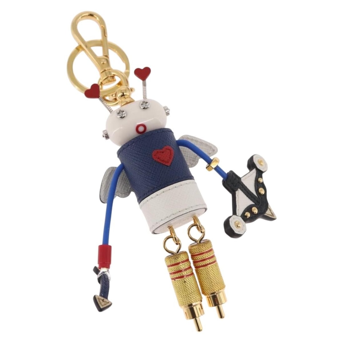 PRADA 2TR034 Leather Robot Key Holder White Navy (1 of 13)