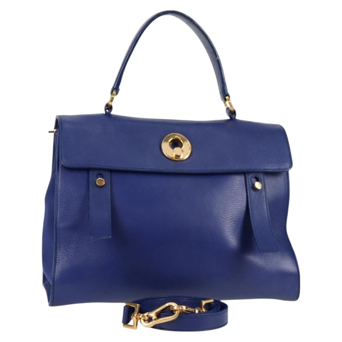 Saint Laurent 313456 Leather 2way Shoulder Bag Blue Gold (1 of 18)