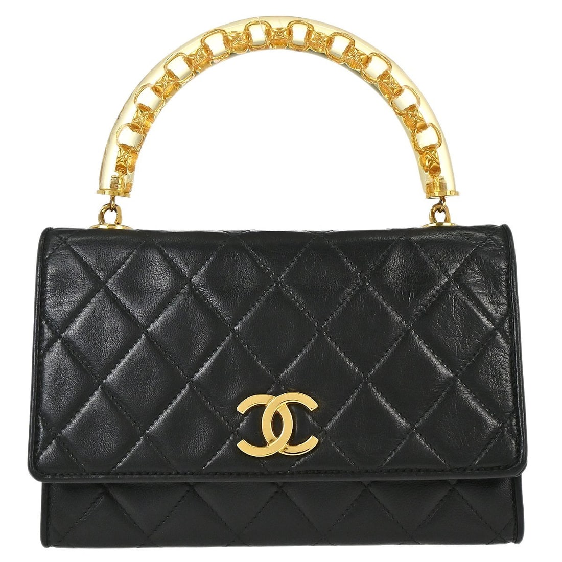 CHANEL Small Black Lambskin Top Handle Purse Italy (1 of 15)