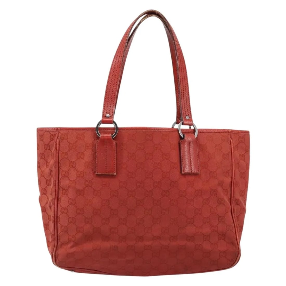 Red GG Canvas Gucci Vintage Open Tote Bag Italy 33cm: Red GG Canvas Gucci Vintage Open Tote Bag Italy 33cm This Gucci Vintage Open Tote features the iconic GG canvas in a striking red color, designed for women. The tote is crafted from canvas and include