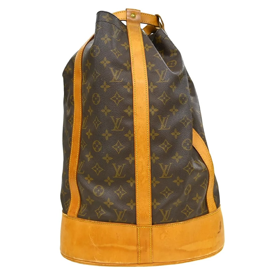 Louis Vuitton Randonnee Unisex Brown Canvas Bag: Louis Vuitton Randonnee Unisex Brown Canvas Bag Louis Vuitton Randonnee bag in brown monogram canvas. This unisex piece is made in France and is presented in fair condition with visible wear throughou