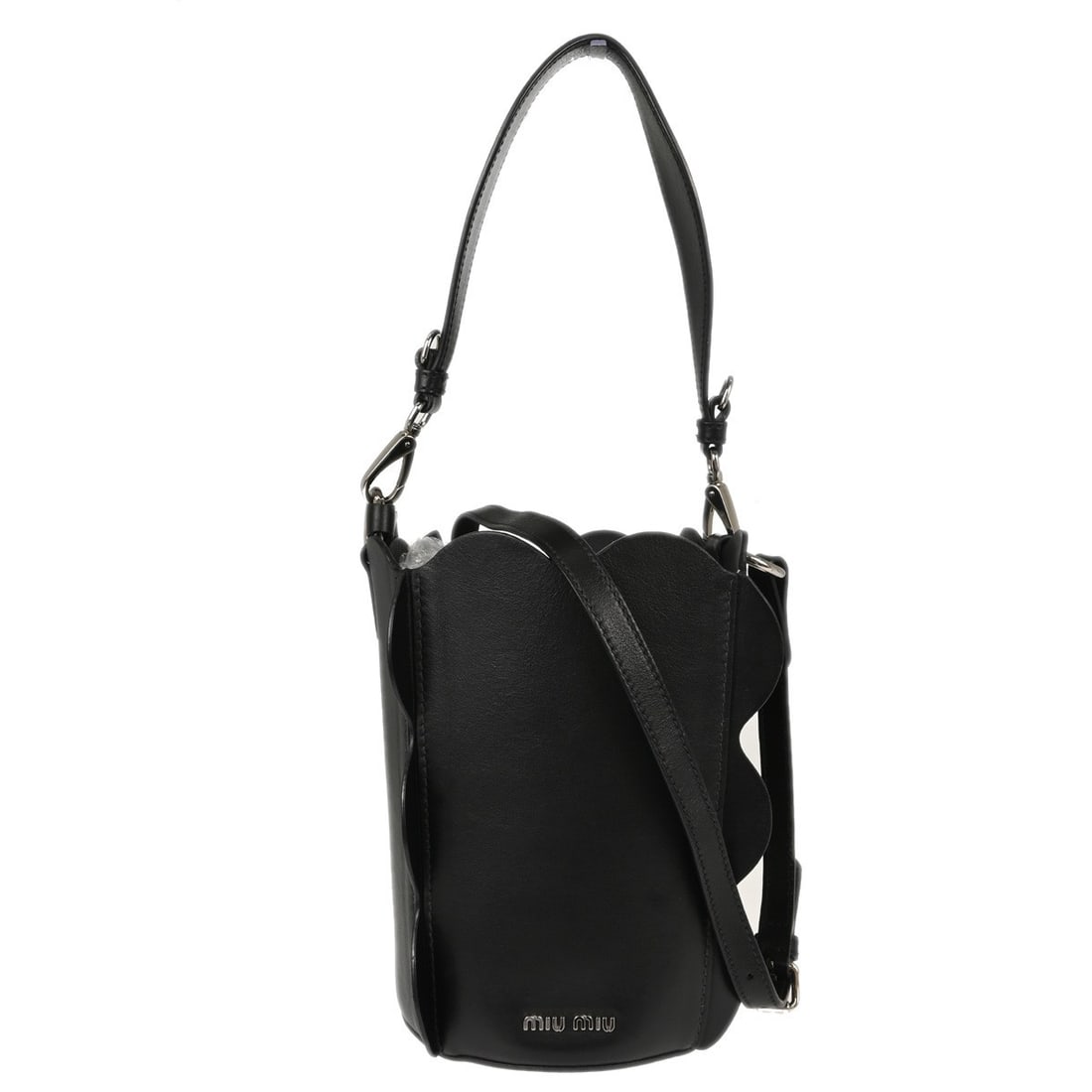 Miu Miu Motif 2Way Mini Leather Bucket Bag Black (1 of 12)