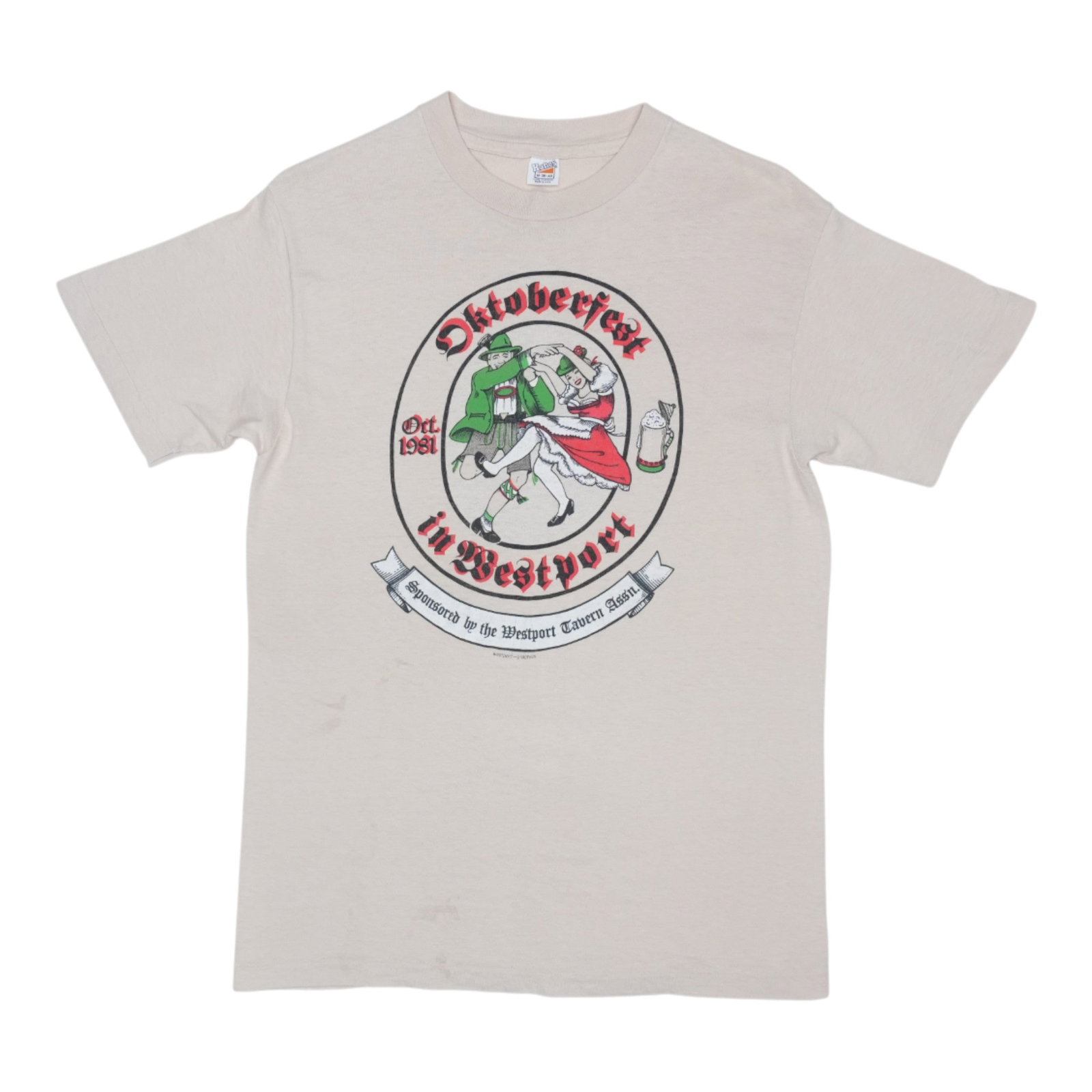 Vintage 1981 Westport Oktoberfest Tan Cotton Graphic Tee Medium (1 of 6)