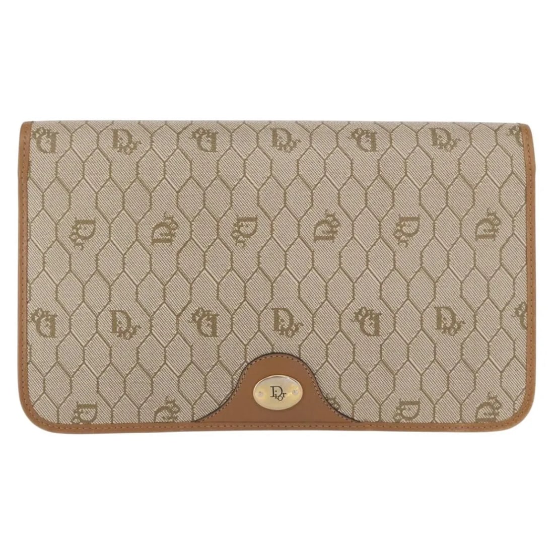 Vintage Honeycomb Canvas Shoulder Bag by Christian Dior Beige: Vintage Honeycomb Canvas Shoulder Bag by Christian Dior Beige This Christian Dior Vintage Honeycomb chain shoulder bag for women features a beige canvas exterior with leather accents. The bag shows si