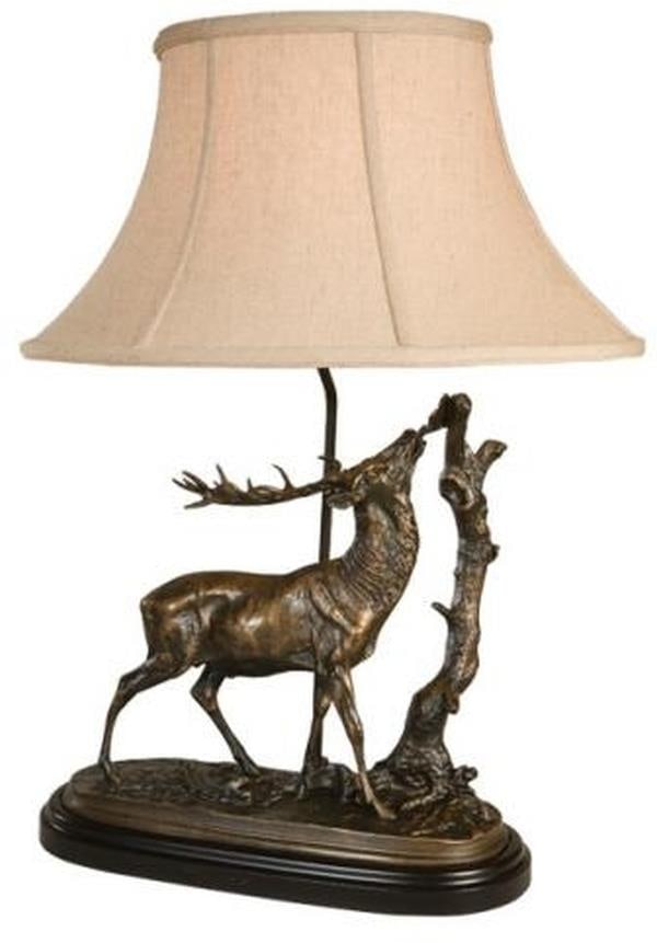 Lodge Style Elk Sculpture Table Lamp Hand-Cast Resin Brass Ebony Finish (1 of 1)